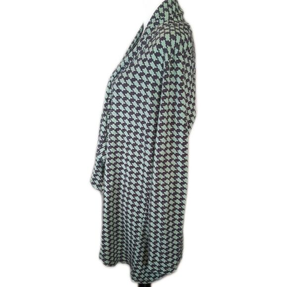 The Limited mint green & gray houndstooth pattern open front cardigan XL - Picture 2 of 8